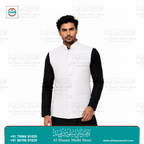 Frost White Sequin Embroidered Sadri Waistcoat for Men
