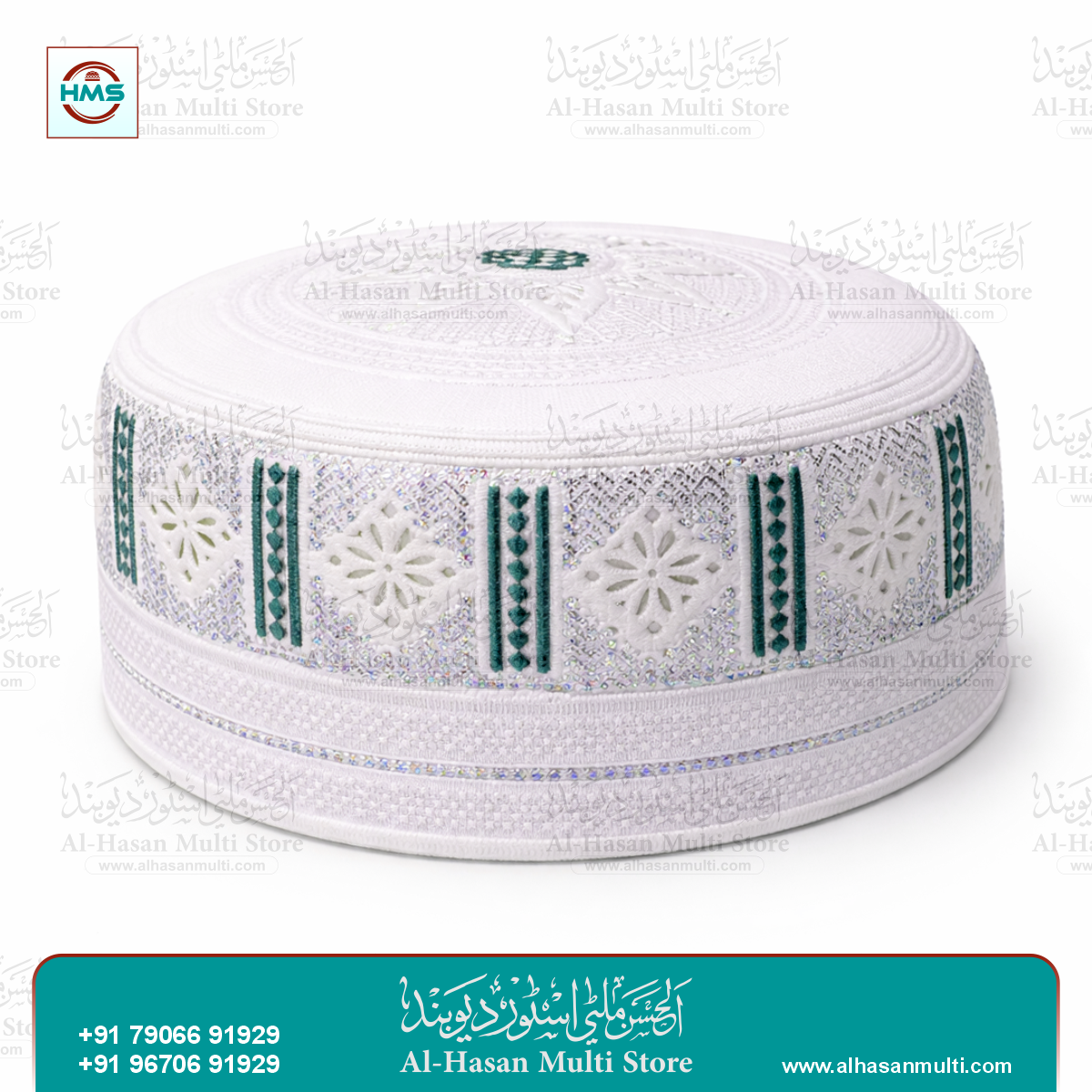 Floral Stripe Embroidered Muslim Topi