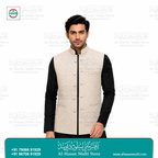 Champagne Gold Sequin Embroidered Sadri Waistcoat for Men