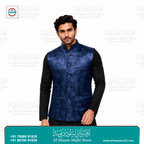 The Royal Blue Floral Jacquard Sadri