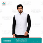 Arctic White Diamond Embroidered Sadri Waistcoat for Men