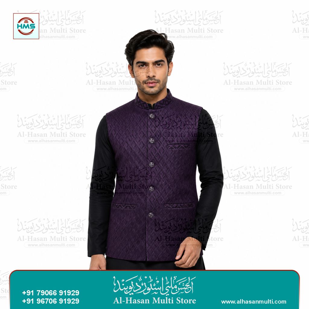 The Royal Plum Geometric Jacquard Sadri