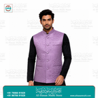 Dusty Lavender Floral Jacquard Sadri Waistcoat for Men