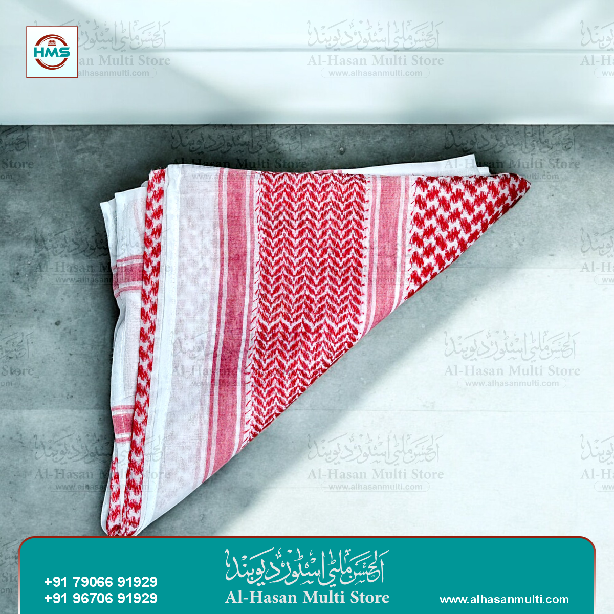 Premium Red & White Traditional Arab Rumal