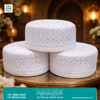 White Silver Embroidered Topi