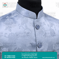 Ice Blue Floral Jacquard Sadri Waistcoat for Men