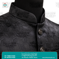 Onyx Black Leaf Jacquard Sadri Waistcoat for Men