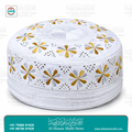 Omani Embroidered Flower Topi - White Sunnah Cap