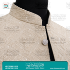 Champagne Gold Sequin Embroidered Sadri Waistcoat for Men