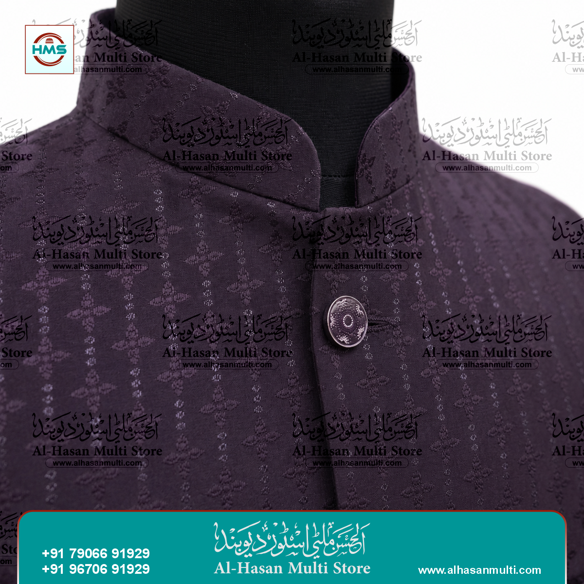 Royal Plum Floral Jacquard Sadri Waistcoat for Men