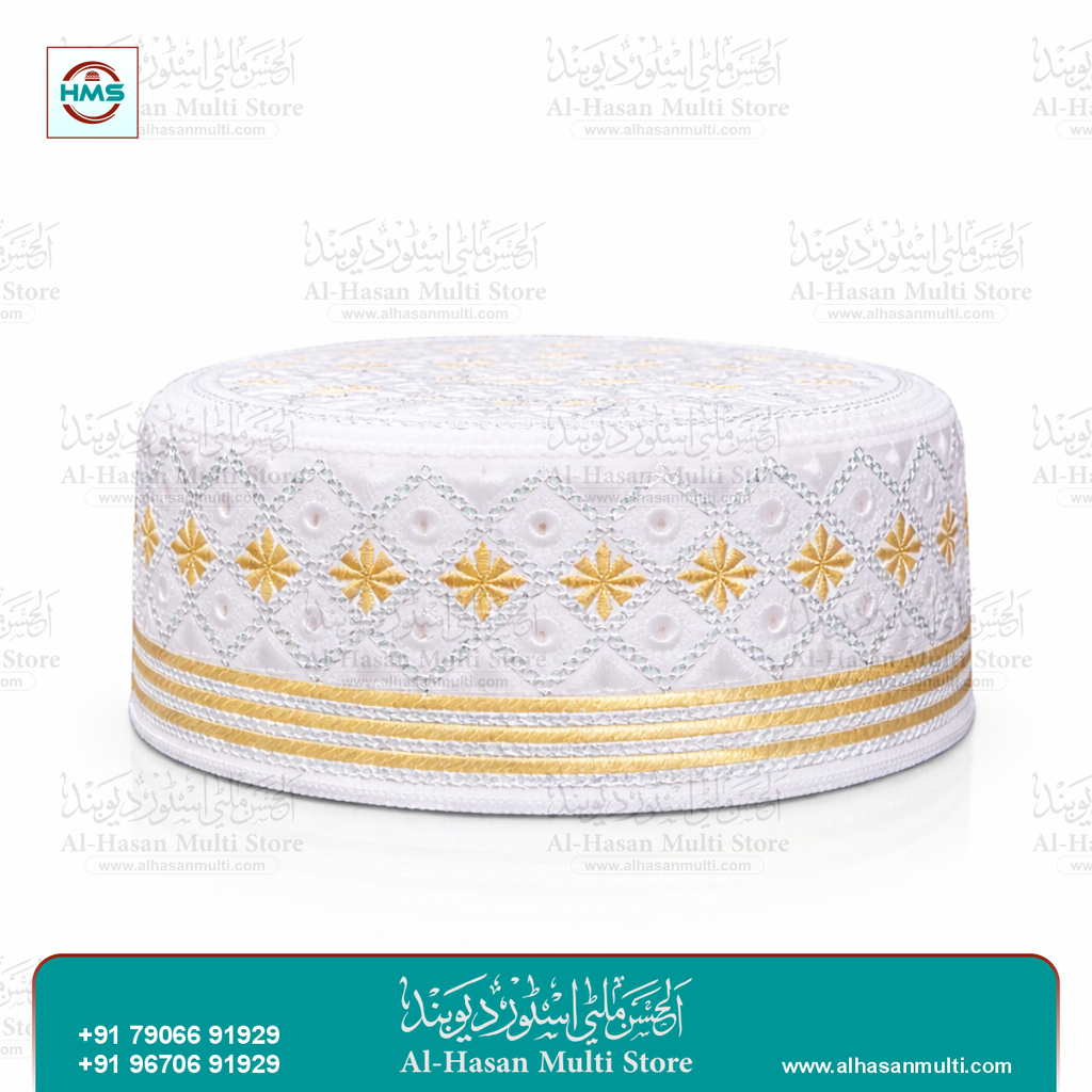 Diamond Floral Embroidered Muslim Topi