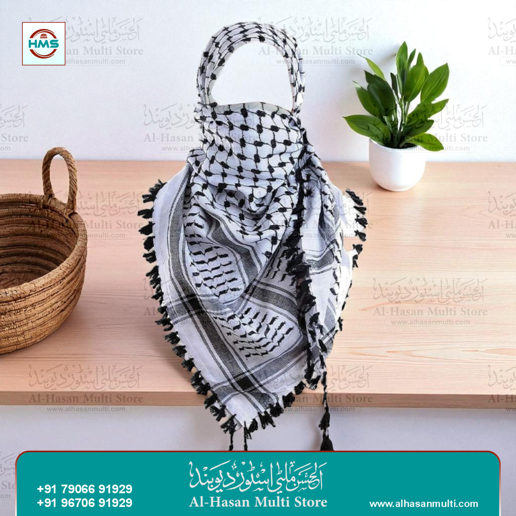Premium Black & White Palestinian Keffiyeh Rumal