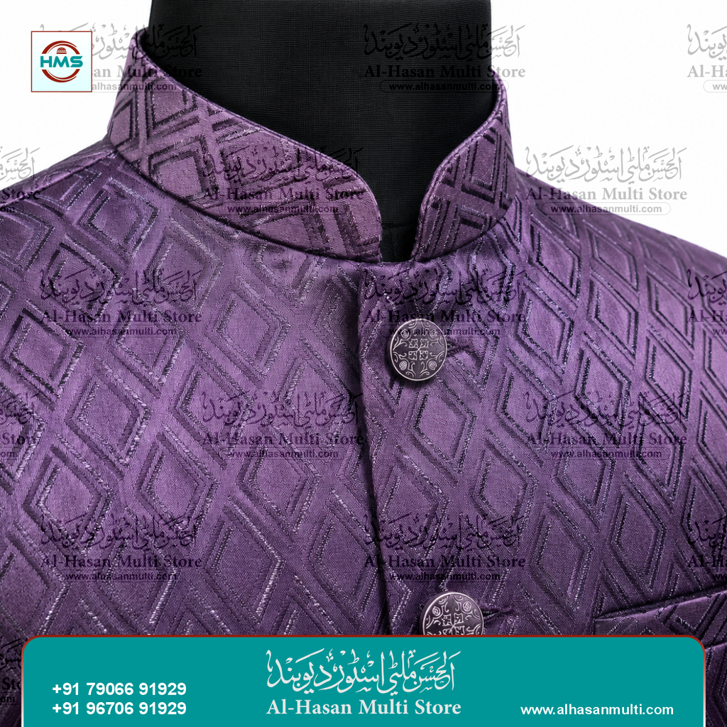 The Royal Plum Geometric Jacquard Sadri