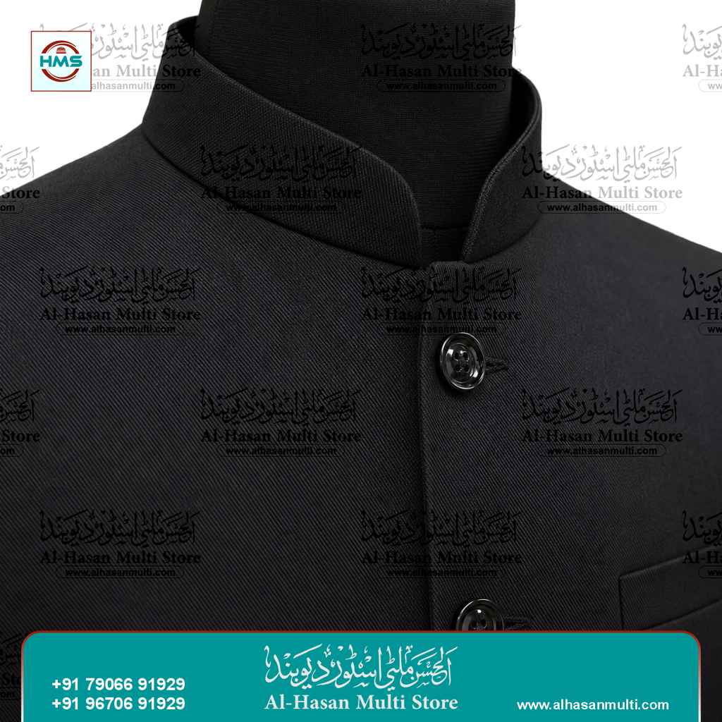 Jet Black Premium Sadri Waistcoat for Men