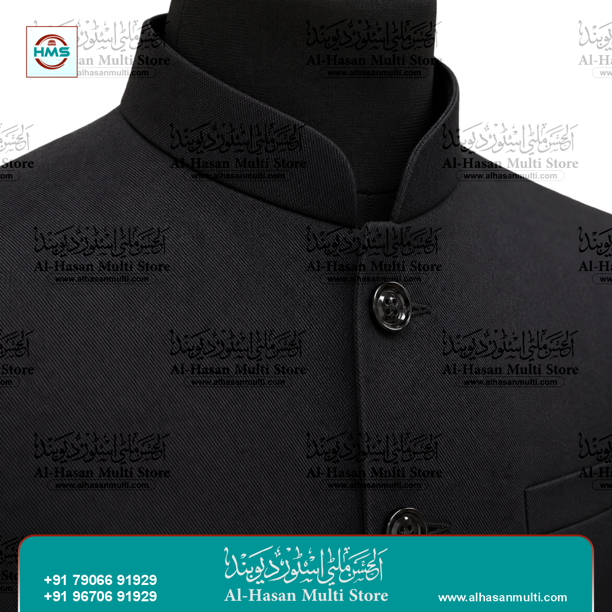 Jet Black Premium Sadri Waistcoat for Men
