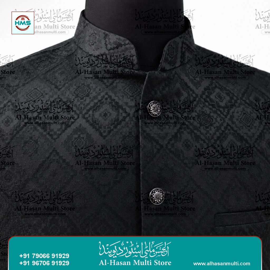 Royal Eggplant Paisley Jacquard Sadri Waistcoat for Men