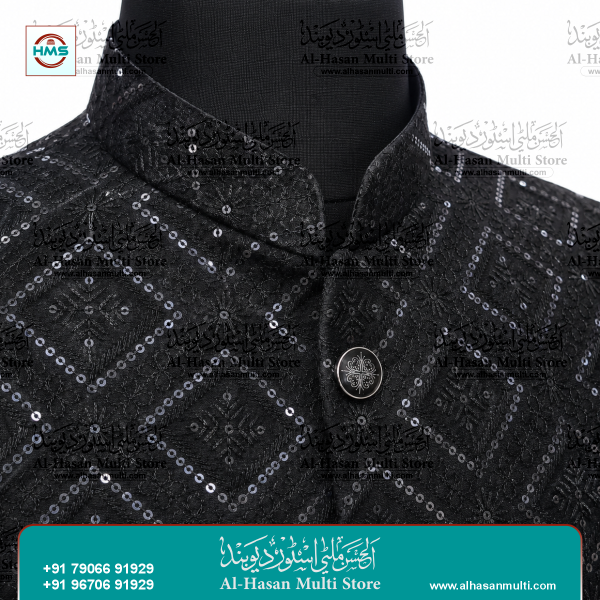 The Midnight Black Geometric Sequined Sadri