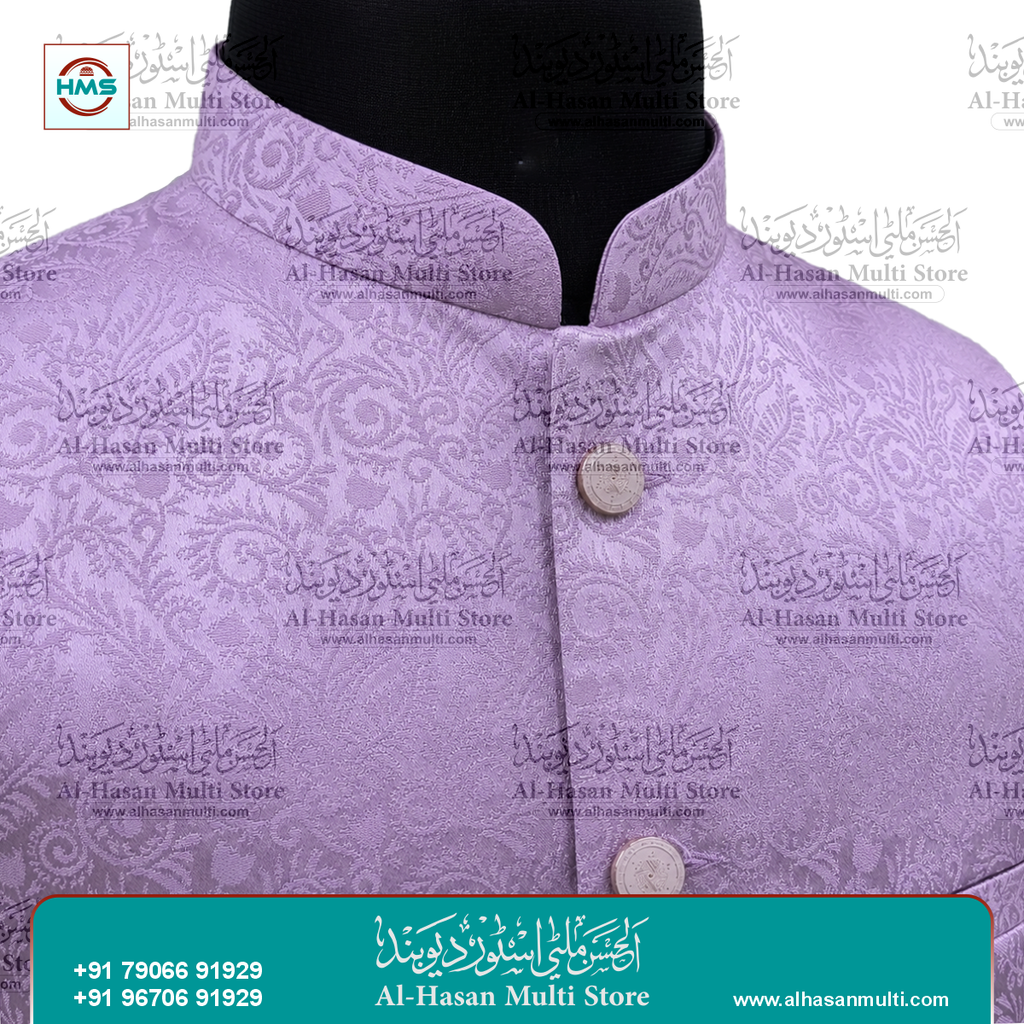 Lavender Mist Floral Jacquard Sadri Waistcoat for Men