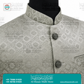 Sage Green Diamond Jacquard Sadri Waistcoat for Men