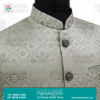 Sage Green Diamond Jacquard Sadri Waistcoat for Men