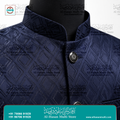Midnight Blue Diamond Jacquard Sadri Waistcoat for Men