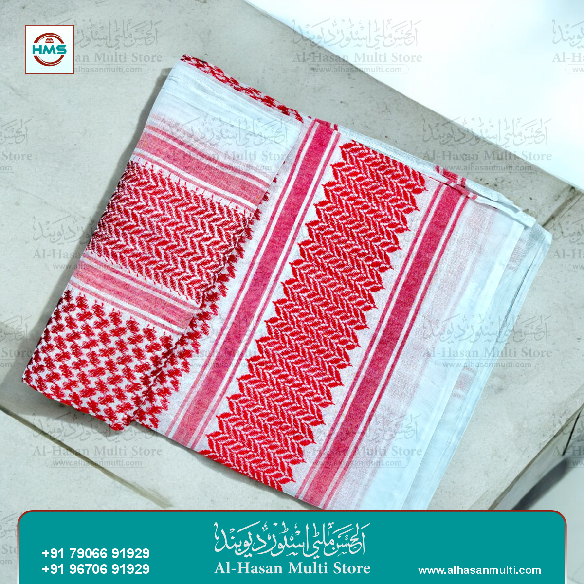 Premium Red & White Traditional Arab Rumal