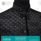 Noir Sequin Diamond Jacquard Sadri Waistcoat for Men