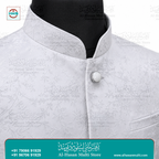 Ivory White Floral Jacquard Sadri Waistcoat for Men