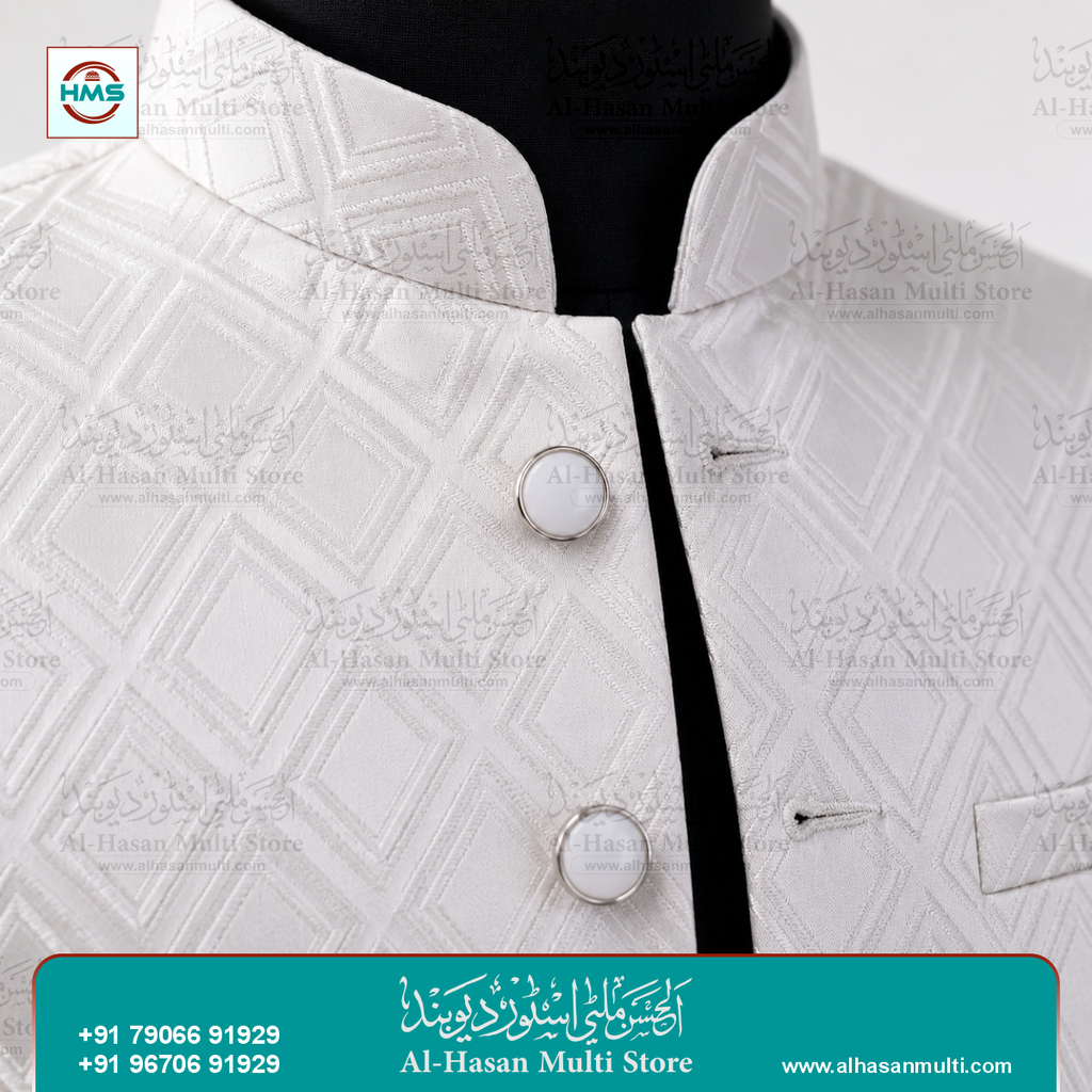 Ice Silver Diamond Jacquard Sadri Waistcoat for Men