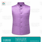 Dusty Lavender Floral Jacquard Sadri Waistcoat for Men