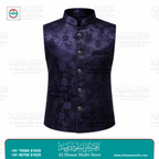 Onyx Black Diamond Jacquard Sadri Waistcoat for Men