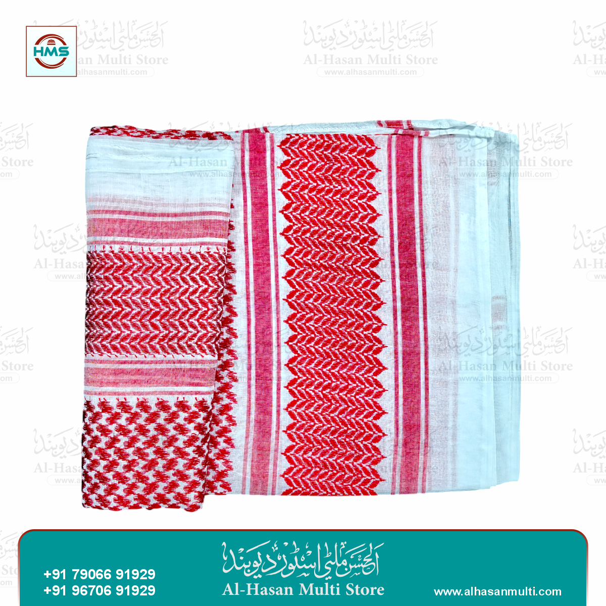 Premium Red & White Traditional Arab Rumal