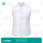 Pearl White Geometric Jacquard Sadri Waistcoat for Men
