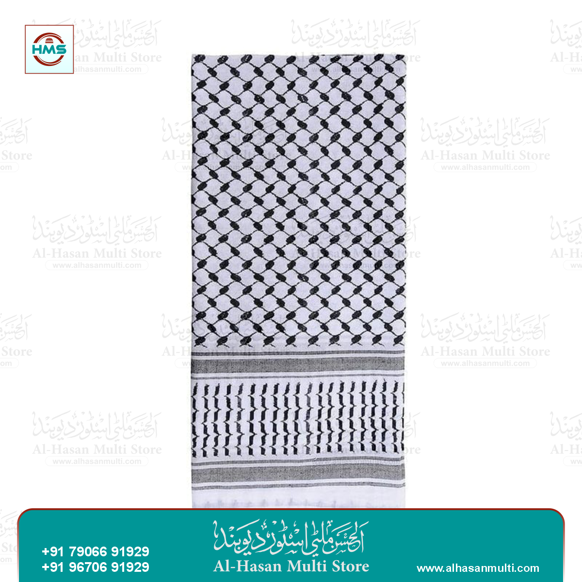 Premium Black & White Palestinian Keffiyeh Rumal