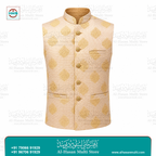 Imperial Gold Motif Jacquard Sadri Waistcoat for Men