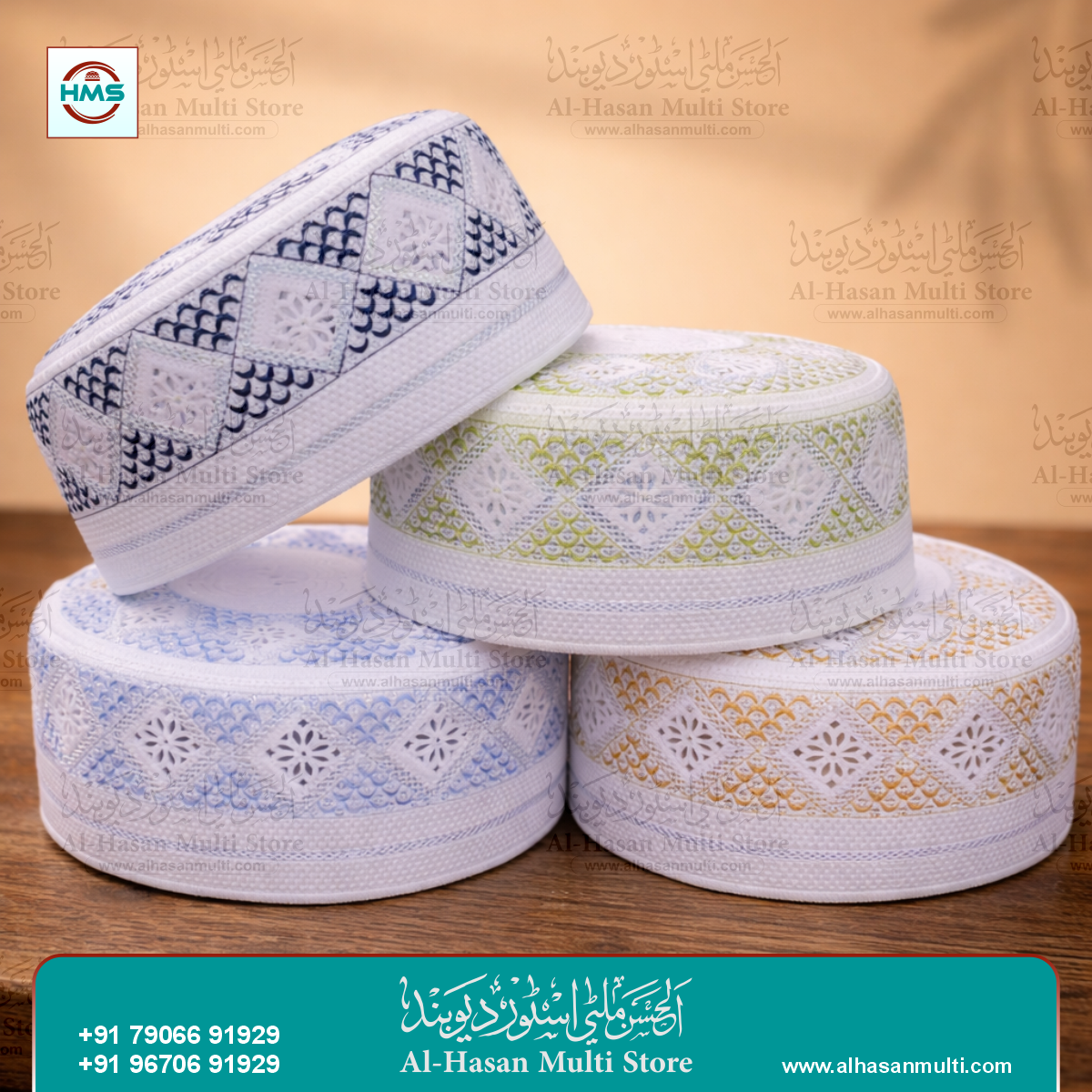 Design Diamond Embroidered Muslim Topi