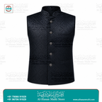 Royal Eggplant Paisley Jacquard Sadri Waistcoat for Men