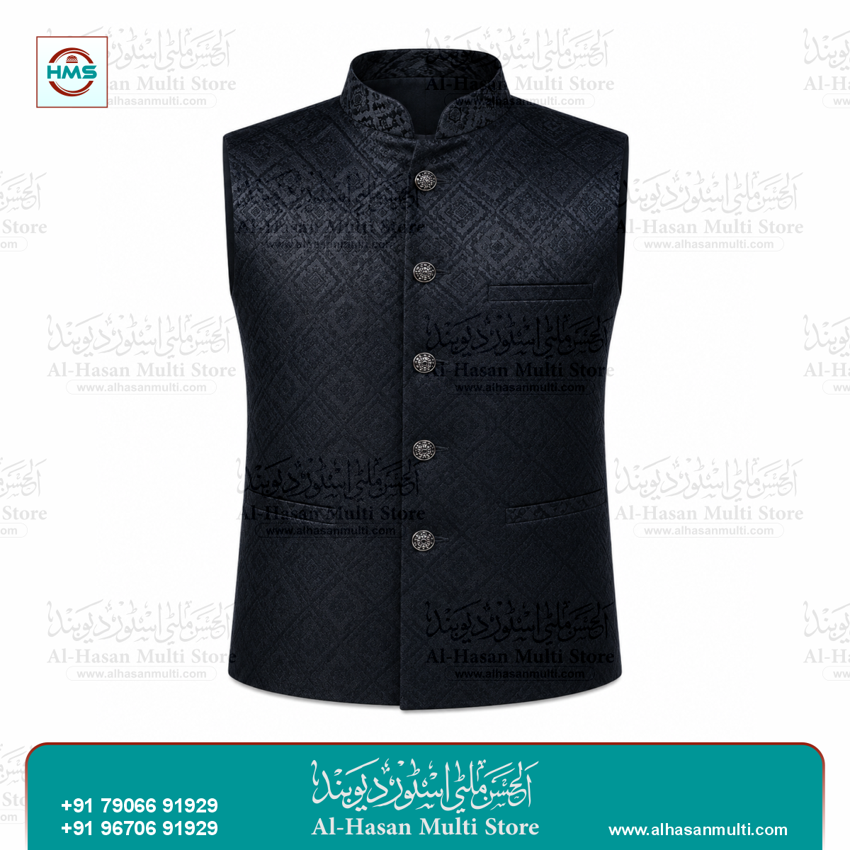 Royal Eggplant Paisley Jacquard Sadri Waistcoat for Men