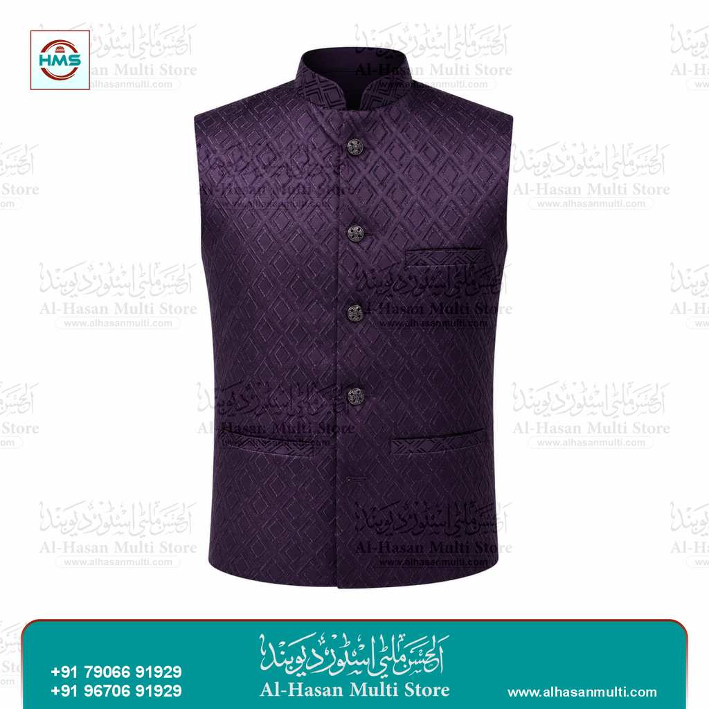 The Royal Plum Geometric Jacquard Sadri