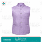 Lavender Mist Floral Jacquard Sadri Waistcoat for Men