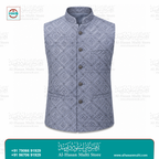 Silver Grey Diamond Sequin Sadri Waistcoat for Men