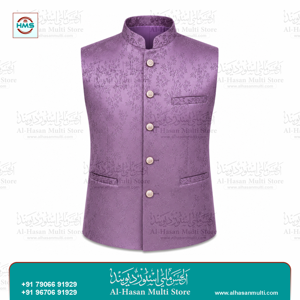 Mint Silver Brocade Sadri Waistcoat for Men