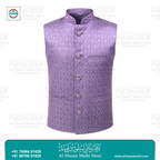 Mauve Diamond Jacquard Sadri Waistcoat for Men