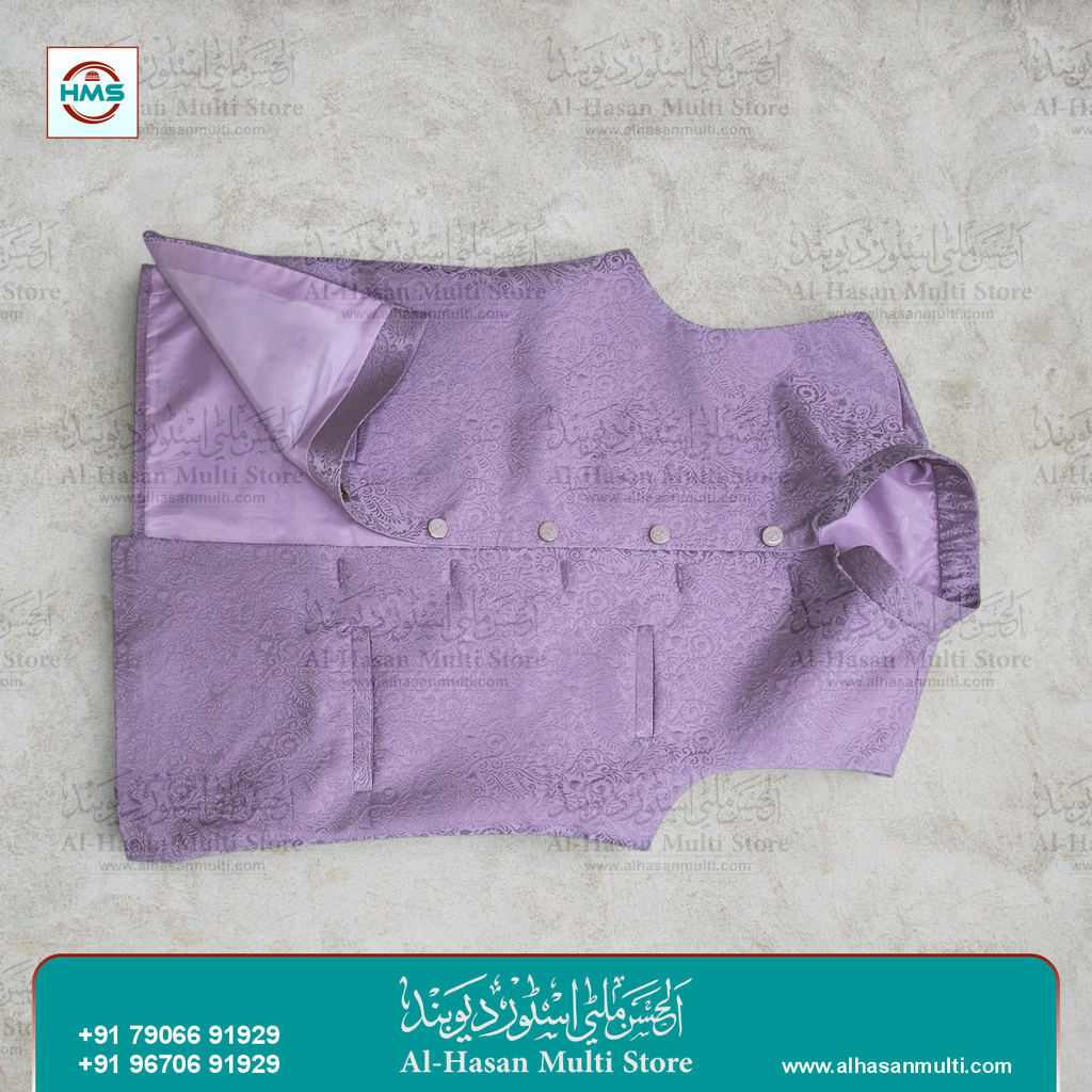 Lavender Mist Floral Jacquard Sadri Waistcoat for Men