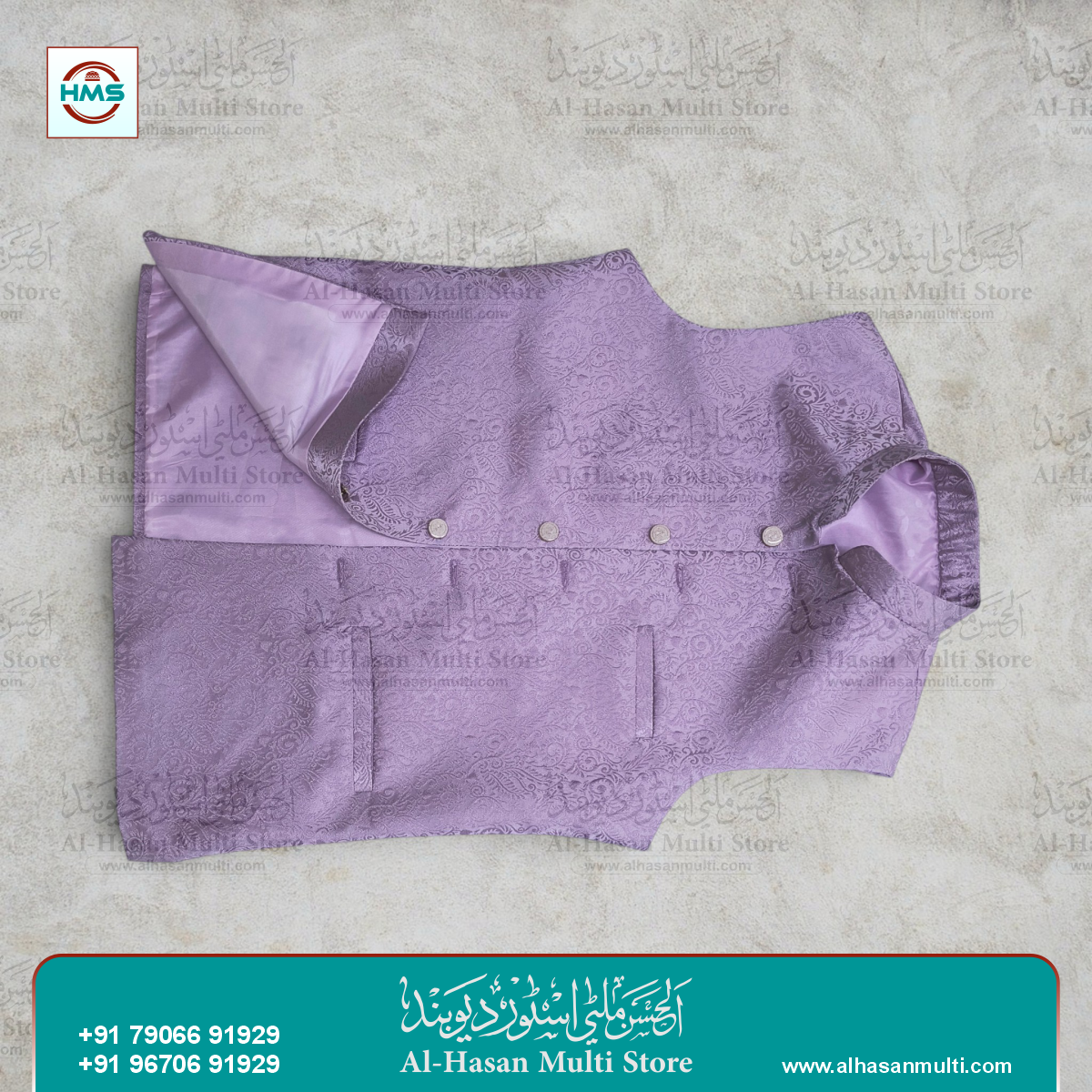 Lavender Mist Floral Jacquard Sadri Waistcoat for Men