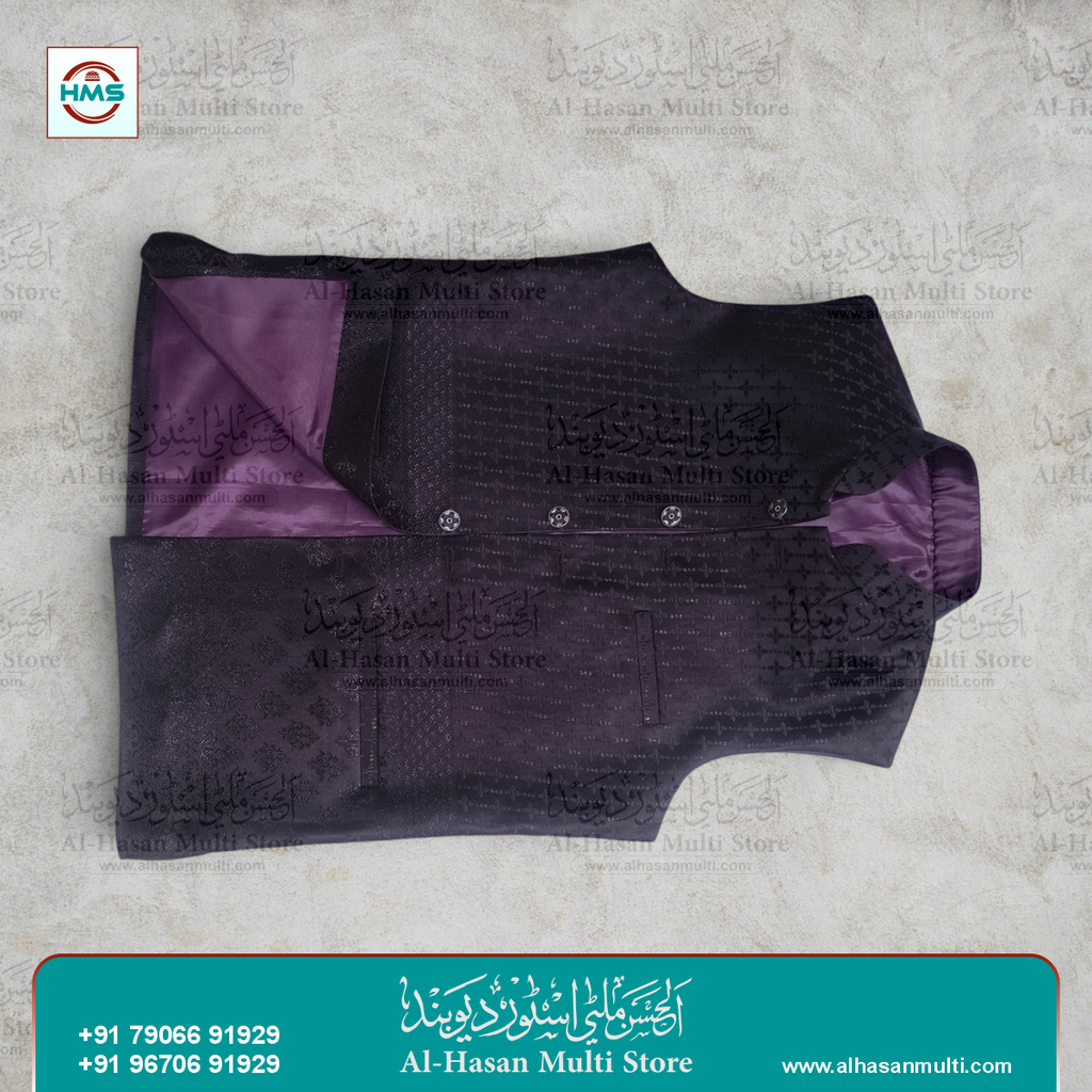 Royal Plum Floral Jacquard Sadri Waistcoat for Men