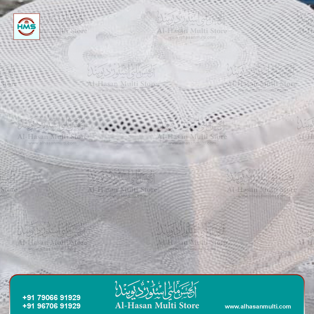 Premium White Mesh Prayer Topi