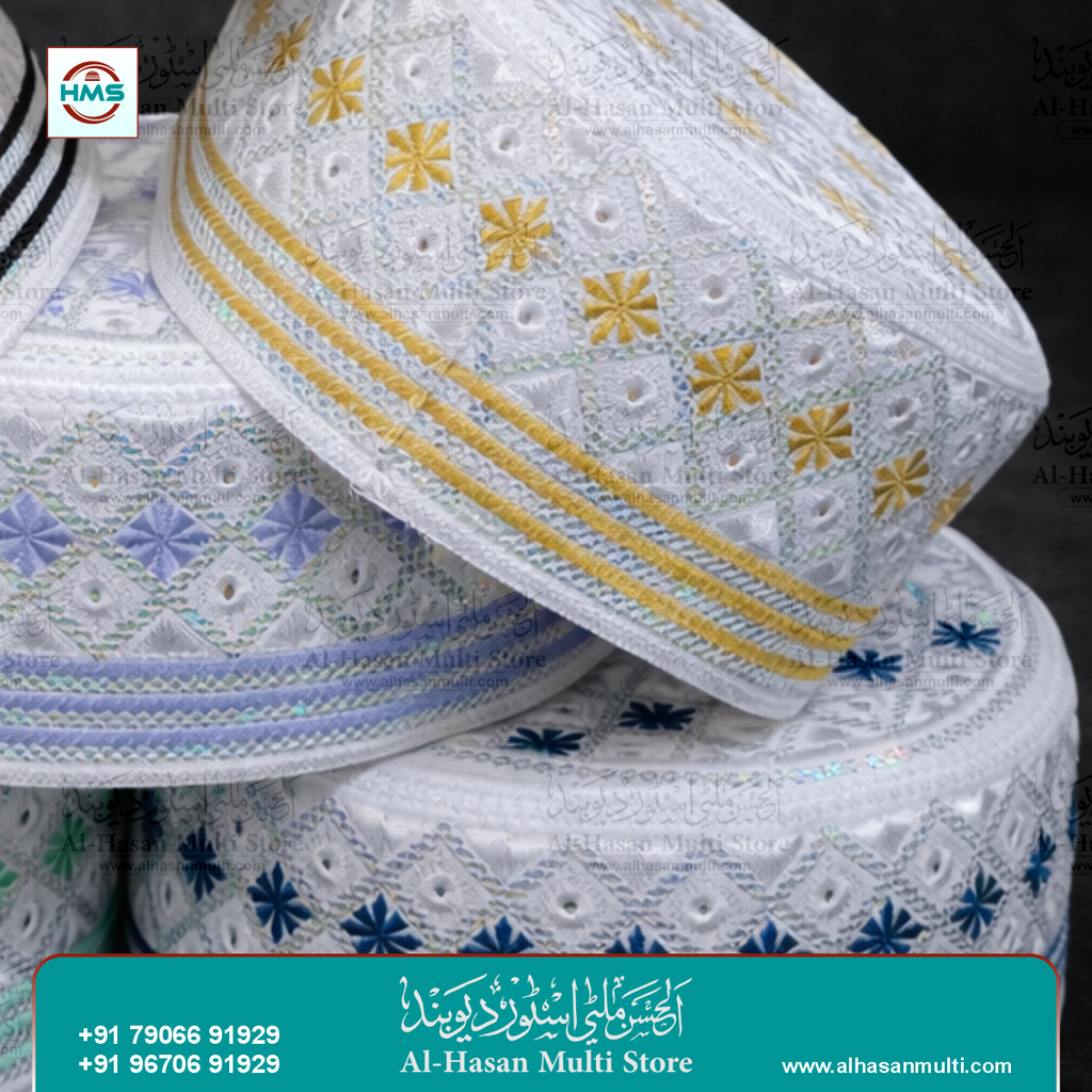 Diamond Floral Embroidered Muslim Topi