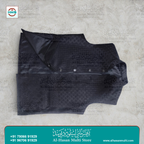 Midnight Black Geometric Jacquard Sadri Waistcoat for Men