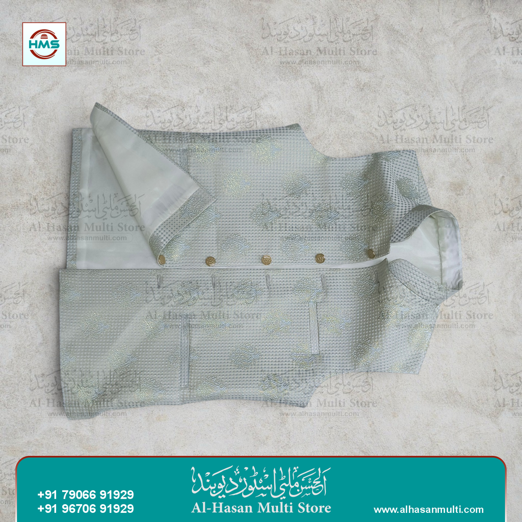 Royal Indigo Floral Jacquard Sadri Waistcoat for Men